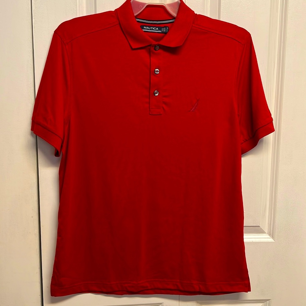 Nautica Natural Red Short Sleeve Cotton Polo Shirt Size M NWT